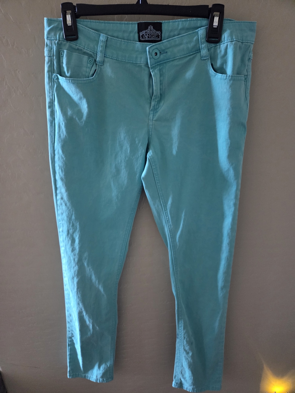 ANGIE Turquoise Skinny Jeans - Stretch Mid Rise - Picture 2 of 4
